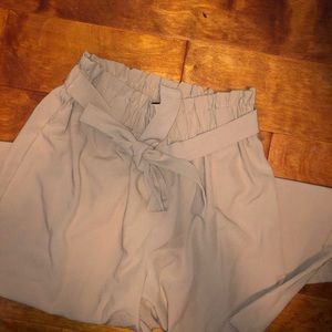 Khaki wide leg cropped trousers